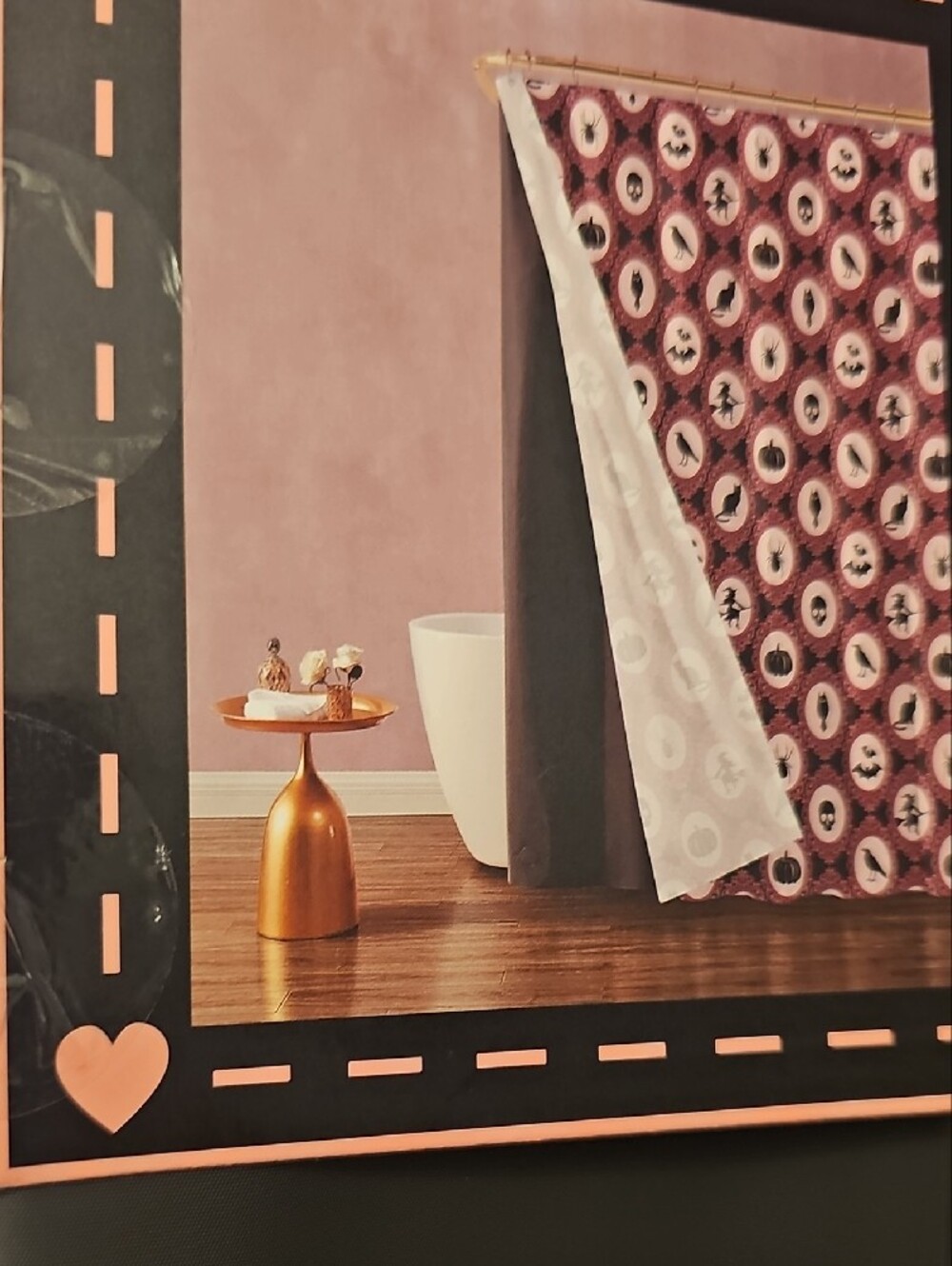 Betsey Johnson Black Shower Curtain Set with Hooks - Halloween - Picture 4 of 4